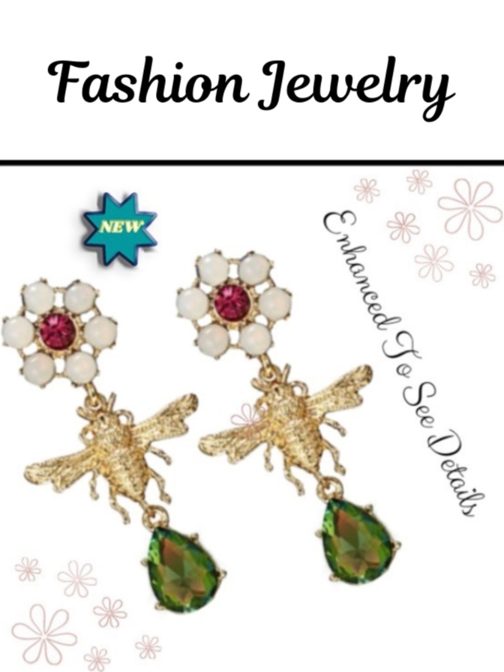 Dangling Tassel Earrings - Bee Flower - Fashion Jewelry   Gold Color Alloy -NWT